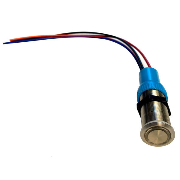 Bluewater 19mm Push Button Switch - Off/(On)/(On) Double Momentary Contact - Blue/Green/Red LED - 4' Lead - Image 2