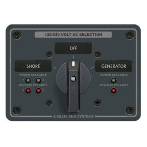 Blue Sea AC Rotary Switch Panel 65AMP - 2 Positions + OFF - 4 Pole