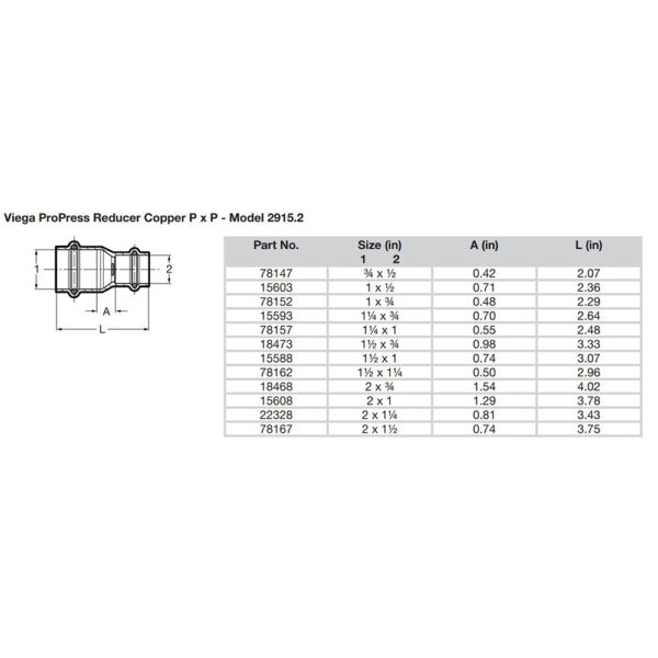 Viega ProPress 2" x 1-1/2" Copper Reducer - Double Press Connection - Smart Connect Technology - Image 2