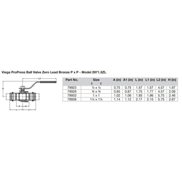 Viega ProPress 1/2" Zero Lead Bronze Ball Valve w/Stainless Stem - Double Press Connection - Smart Connect Technology - Image 2