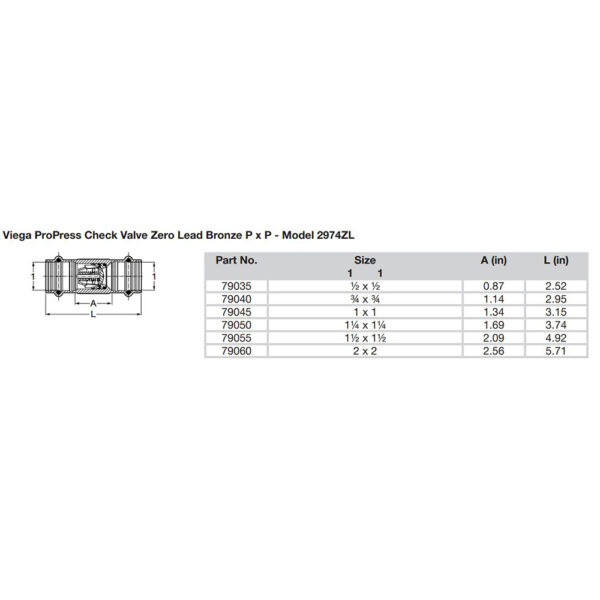 Viega ProPress 1-1/2" Zero Lead Check Valve - Double Press Connection - Smart Connect Technology - Image 2