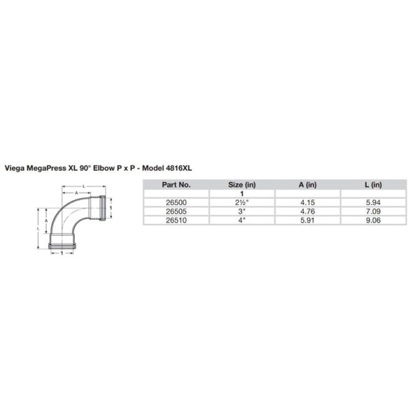 Viega MegaPress 2-1/2" 90° Carbon Steel Elbow w/FKM - Double Press Connection - Smart Connect Technology - Image 2