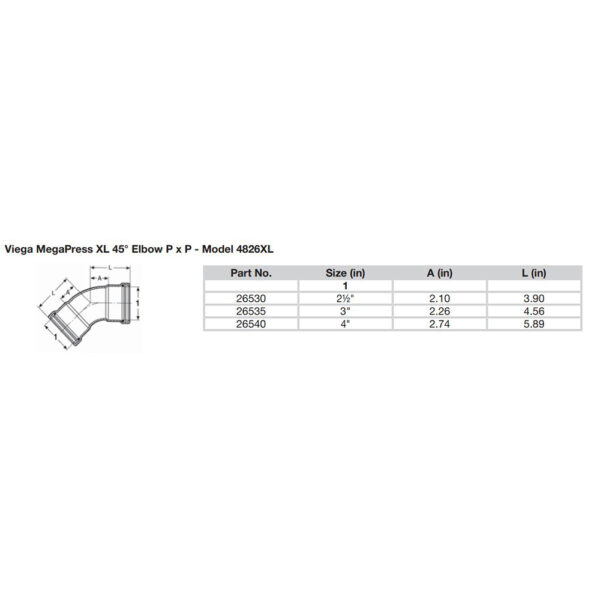 Viega MegaPress 4" 45° Carbon Steel Elbow w/FKM - Double Press Connection - Smart Connect Technology - Image 2