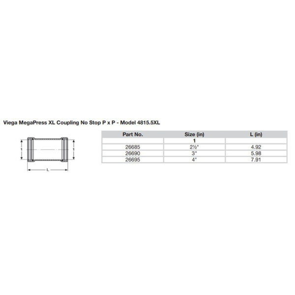 Viega MegaPress 4" Carbon Steel Coupling w/o Stop w/FMK - Double Press Connection - Smart Connect Technology - Image 2