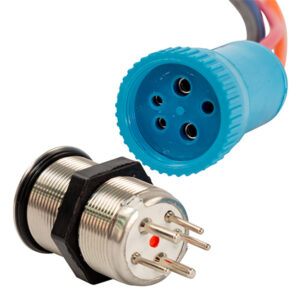 Bluewater 22mm Push Button Switch - OFF/ON/ON Nav/Anc Contact - Blue/Green/Red LED - 4' Lead