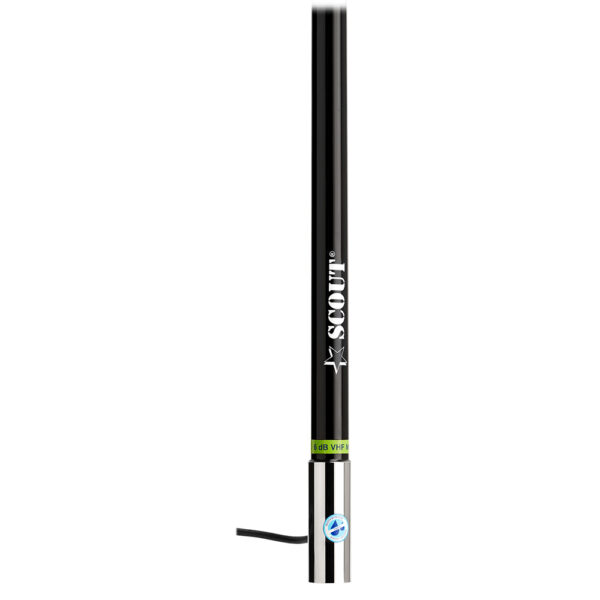 Scout 8' Black VHF Antenna 6dB Heavy Stainless Steel Ferrule w/6M RG-8x Includes PL-259 Heavy Duty Offshore Antenna KS-43 - Image 2