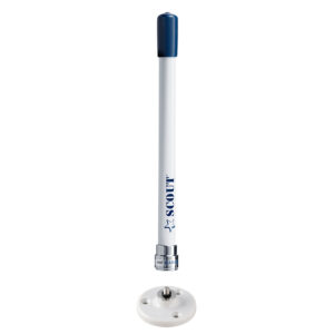 Alternative view of Scout 9" Stubby White VHF Antenna w/Quick Mount Includes 5M RG-58, Mount & Integrated Connector KS-10