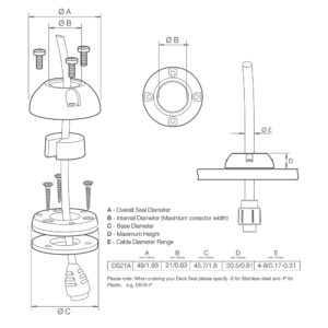 Alternative view of Scanstrut DS21A-S Vertical Cable Seal - Stainless Steel