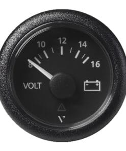 Veratron 52 MM (2-1/16") ViewLine Voltmeter - 8 to16V - Black Dial & Bezel