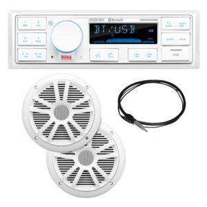 Alternative view of Boss Audio MCK500WB.6 Kit w/MR500UAB, 2 MR6W Speakers, MRANT10 Antenna, & White Remote