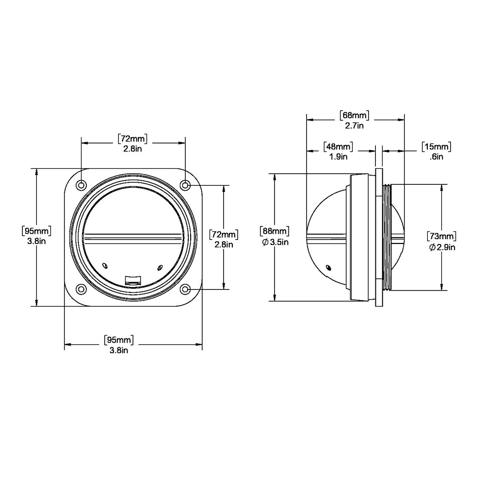 Ritchie V-527 Kayak Compass - Bulkhead Mount - White Dial - Image 4