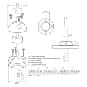 Alternative view of Scanstrut DS21B-S Vertical Cable Seal - Stainless Steel