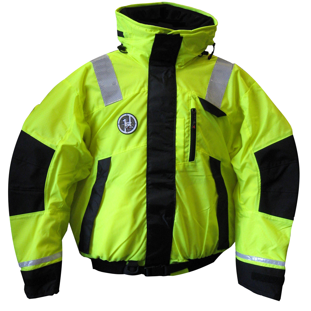First Watch AB-1100 Flotation Bomber Jacket - Hi-Vis Yellow/Black - Large - Image 3