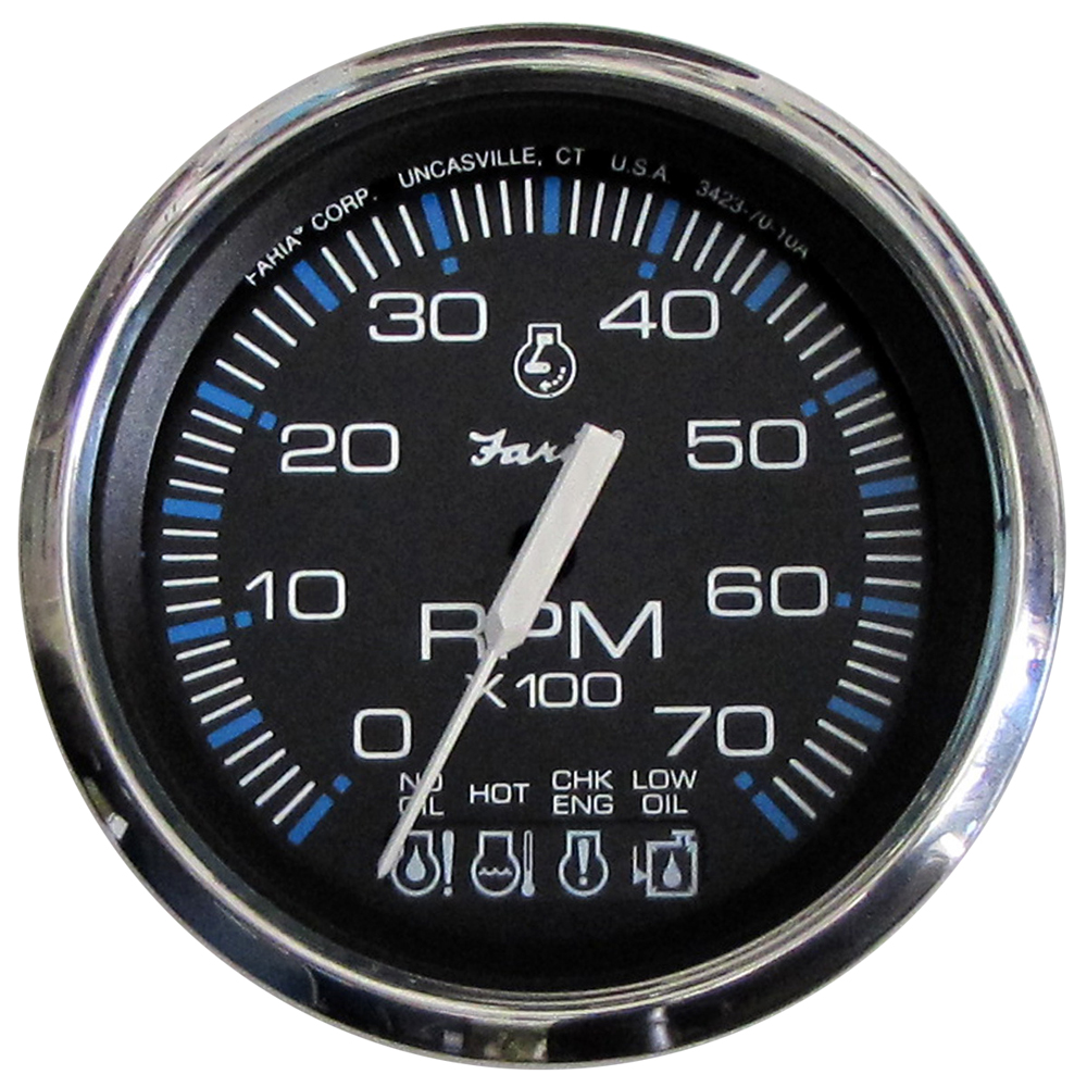Faria Chesapeake Black SS 4" Tachometer w/Systemcheck Indicator - 7000 RPM (Gas) f/ Johnson / Evinrude Outboard) - Image 2