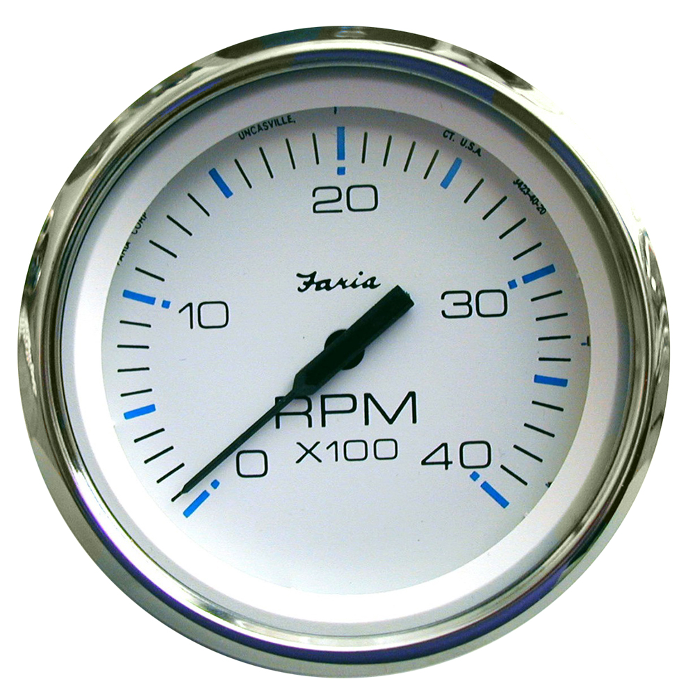 Faria Chesapeake White SS 4" Tachometer - 4000 RPM (Diesel)(Mechanical Takeoff & Var Ratio Alt) - Image 2