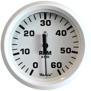 Alternative view of Faria Dress White 4" Tachometer - 6000 RPM (Gas) (Inboard & I/O)