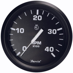 Alternative view of Faria Euro Black 4" Tachometer - 4000 RPM (Diesel - Magnetic Pick-Up)