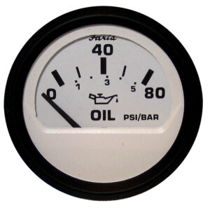 Alternative view of Faria Euro White 2" Oil Pressure Gauge (80 PSI)
