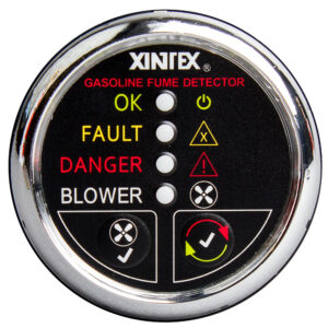 Alternative view of Fireboy-Xintex Gasoline Fume Detector w/Blower Control - Chrome Bezel - 12V