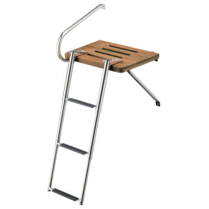 Alternative view of Whitecap Teak Swim Platform w/3-Step Telescoping Ladder f/Boats w/Outboard Motors