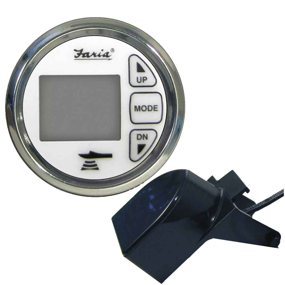 Faria Chesapeake White SS 2" Dual Depth & Temp Sounder w/Transom Mount Transducer - Image 2