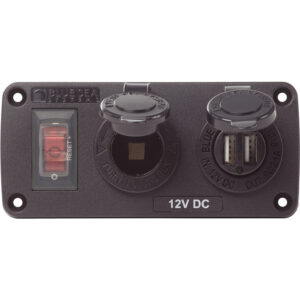 Alternative view of Blue Sea 4363 Water Resistant USB Accessory Panels - 15A Circuit Breaker, 12V Socket, 2.1A Dual USB Charger