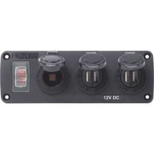 Alternative view of Blue Sea 4365 Water Resistant USB Accessory Panel - 15A Circuit Breaker, 12V Socket, 2x 2.1A Dual USB Chargers