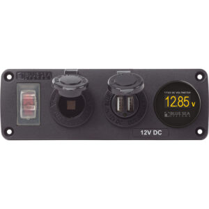 Alternative view of Blue Sea 4366 Water Resistant USB Accessory Panel - Circuit Breaker, 12V Socket, Dual USB Charger, Mini Voltmeter