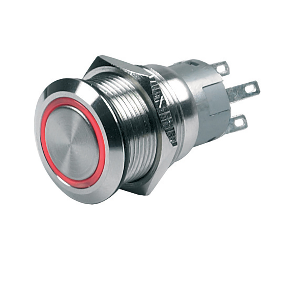 BEP Push-Button Switch 12V Momentary On/Off - Red LED - Image 2