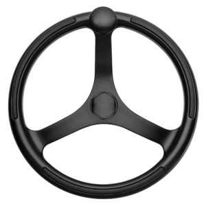 Alternative view of Schmitt Marine Primus Wheel 13.5" Black 3/4" Tapered Shaft w/Knob Finger Grips - Black Powder Coat