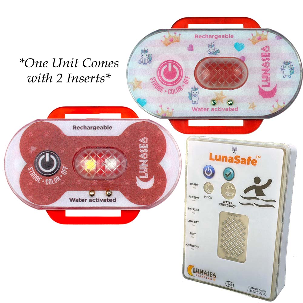 Lunasea Child/Pet Safety Water Activated Strobe Light w/RF Transmitter & Portable Audio/Visual Receiver - Red Case - Image 2
