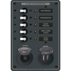 Alternative view of Blue Sea 8120 - 5 Position 12V Panel w/Dual USB & 12V Socket