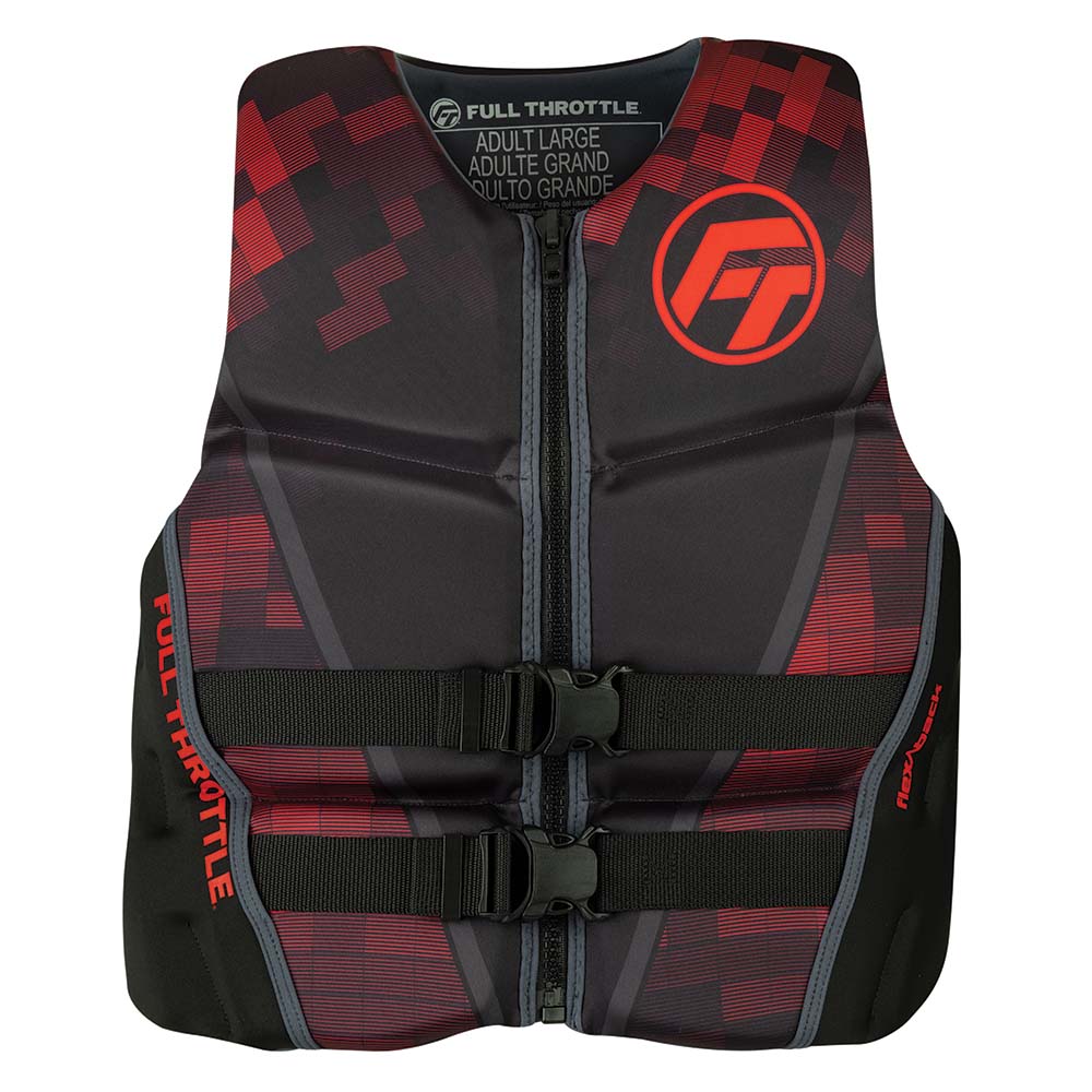 Full Throttle Men's Rapid-Dry Flex-Back Life Jacket - L - Black/Red - Image 3