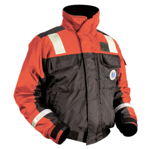 Alternative view of Mustang Classic Flotation Bomber Jacket w/Reflective Tape - Orange/Black - Medium