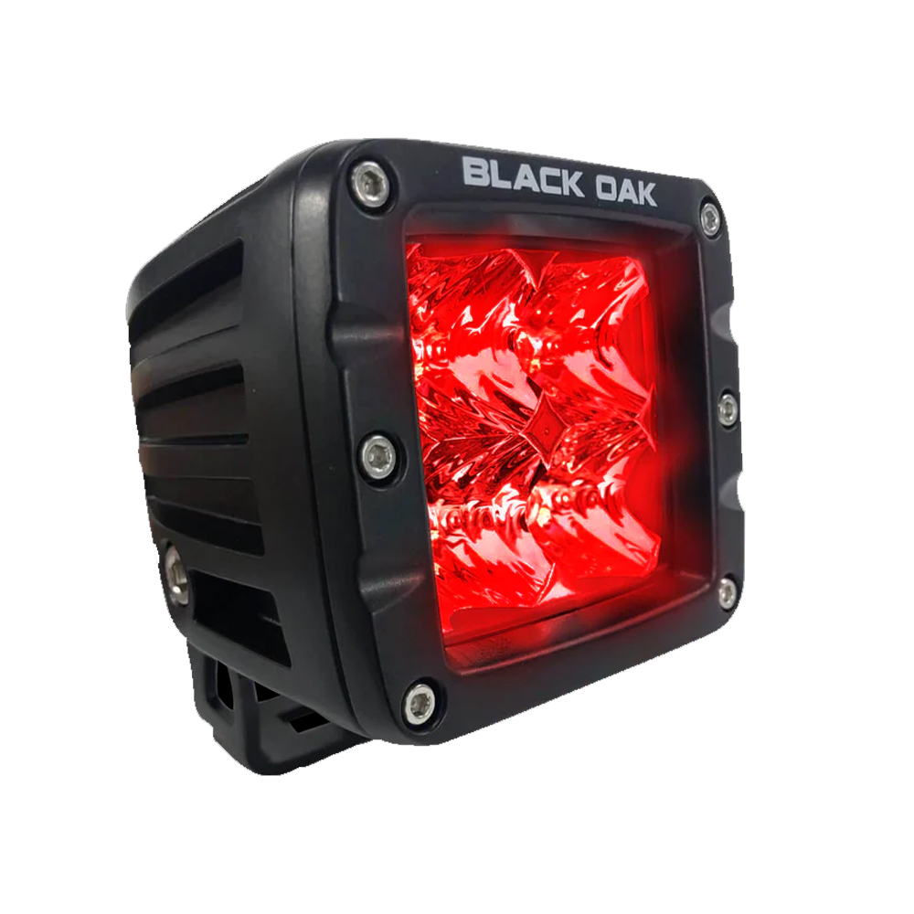 Black Oak 2" Red LED Predator Hunting Pod Light - Flood Optics - Black Housing - Pro Series 3.0 - Image 2