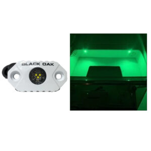 Alternative view of Black Oak Rock Accent Light - Green LEDs - White Housing