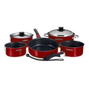Alternative view of Magma Nestable 10 Piece Induction Non-Stick Enamel Finish Cookware Set - Magma Red