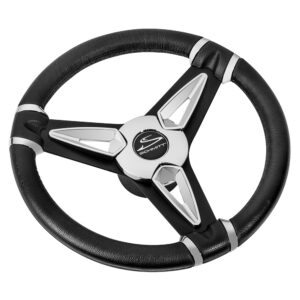 Alternative view of Schmitt Marine PU50 14" Wheel - Chrome Cap & Spoke Inserts - Black Spokes - 3/4" Tapered Shaft