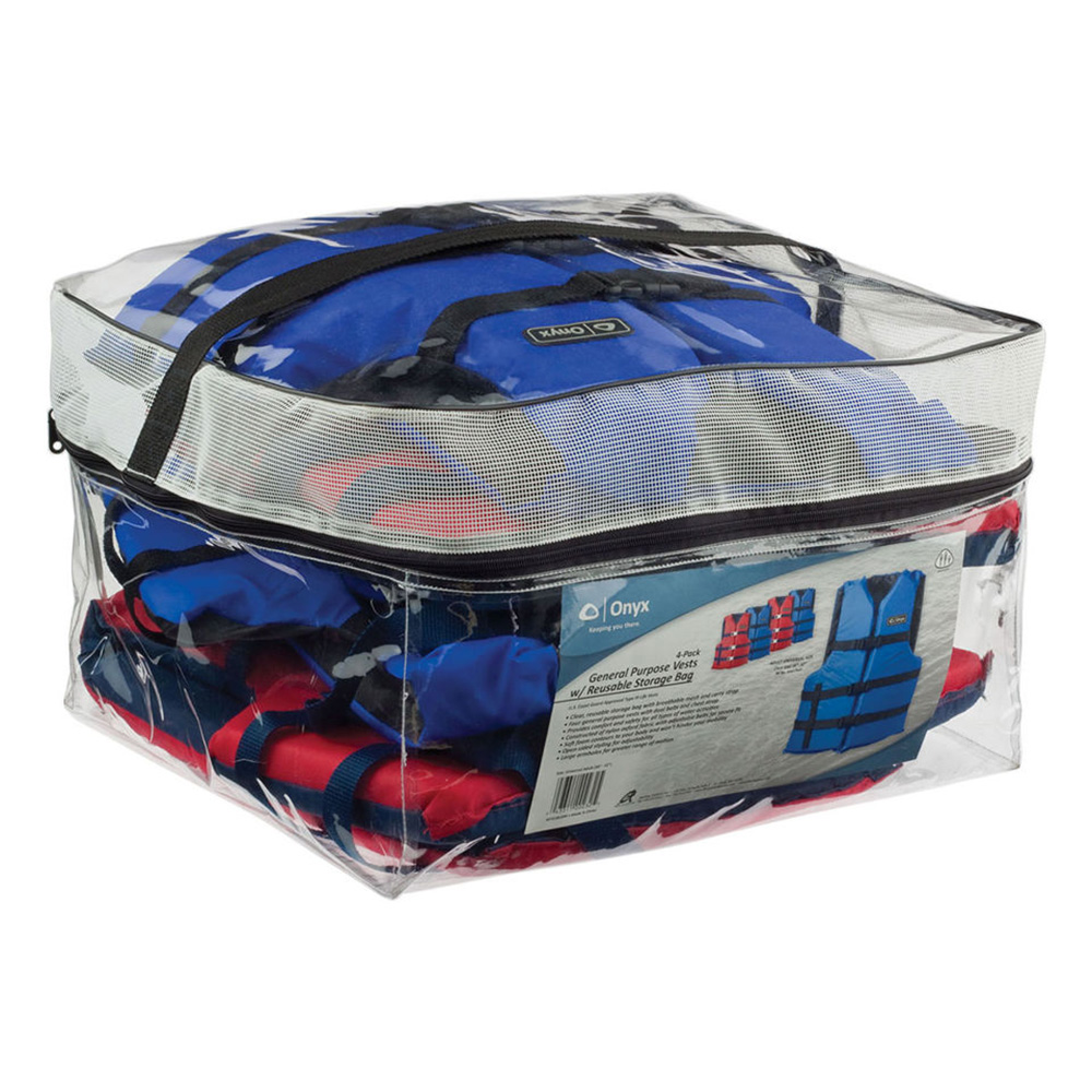 Onyx Adult General Purpose Life Vests - 4-Pack (2 Red, 2 Blue) - Image 2