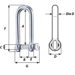 Alternative view of Wichard Captive Pin Long D Shackle - Diameter 8mm - 5/16"