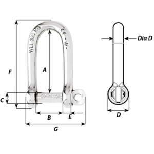 Alternative view of Wichard Self-Locking Long D Shackle - 10mm Diameter - 13/32"