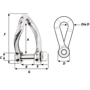 Alternative view of Wichard Self-Locking Twisted Shackle - 10mm Diameter - 13/32"