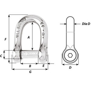 Alternative view of Wichard Self-Locking Allen Head Pin D Shackle - 12mm Diameter - 15/32"