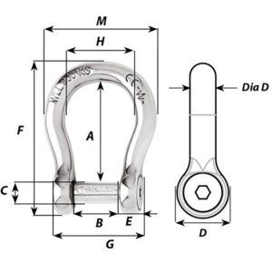 Alternative view of Wichard Self-Locking Allen Head Pin Bow Shackle - 10mm Diameter - 13/32"
