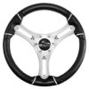 Schmitt Marine Torcello 14" Wheel - 04 Series - Polyurethane Wheel w/Chrome Trim & Cap - Brushed Spokes - 3/4" Tapered Shaft