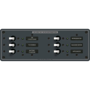 Blue Sea 8097 AC 6 Position Toggle Circuit Breaker Panel - White Switches