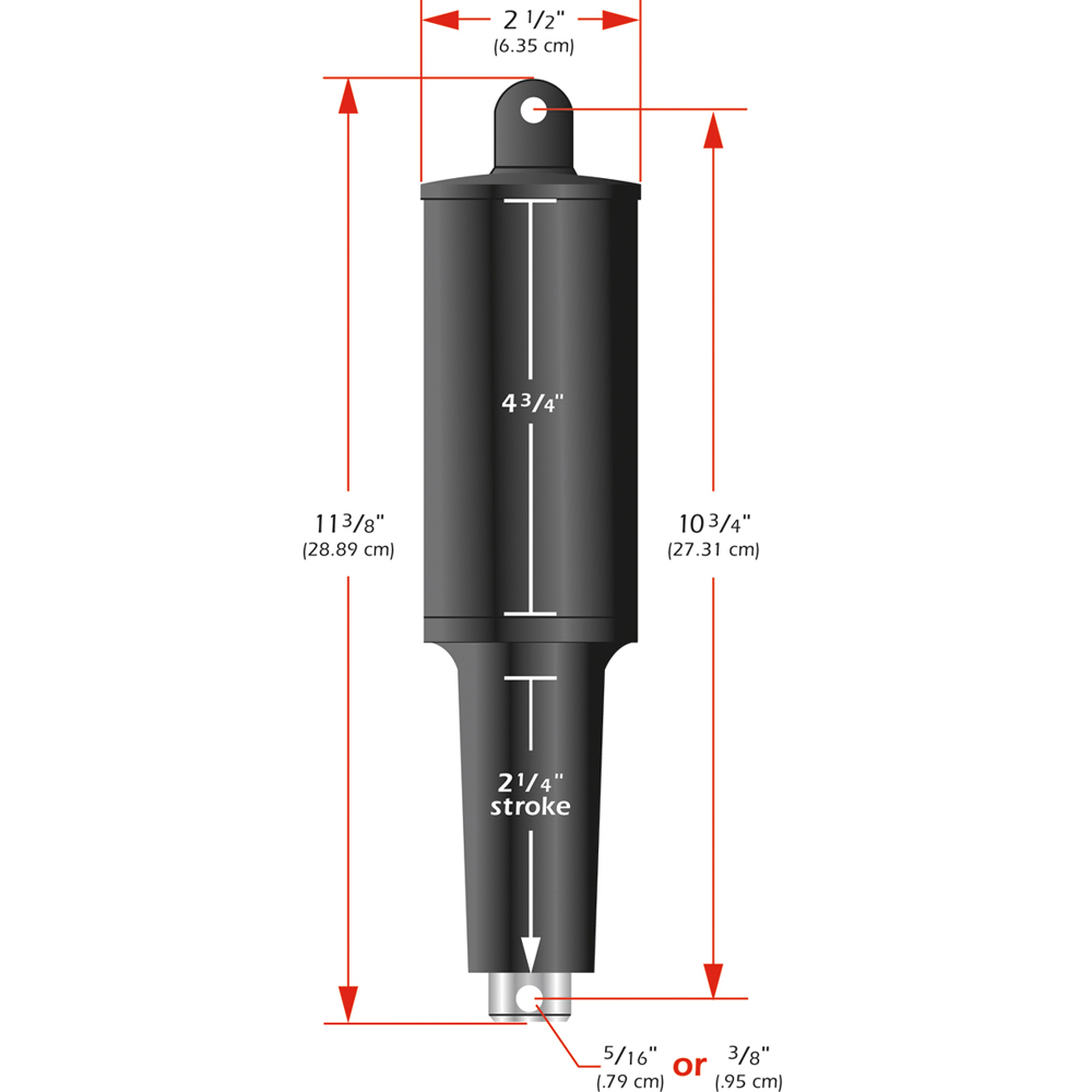 Lenco 101XD Extreme Duty Actuator - 12V - 2 1/4" Stroke - 3/8" Hardware