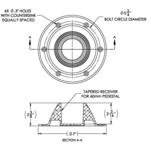Alternative view of TACO Table Support - Surface Mount - Fits 2-3/8" Pedestals